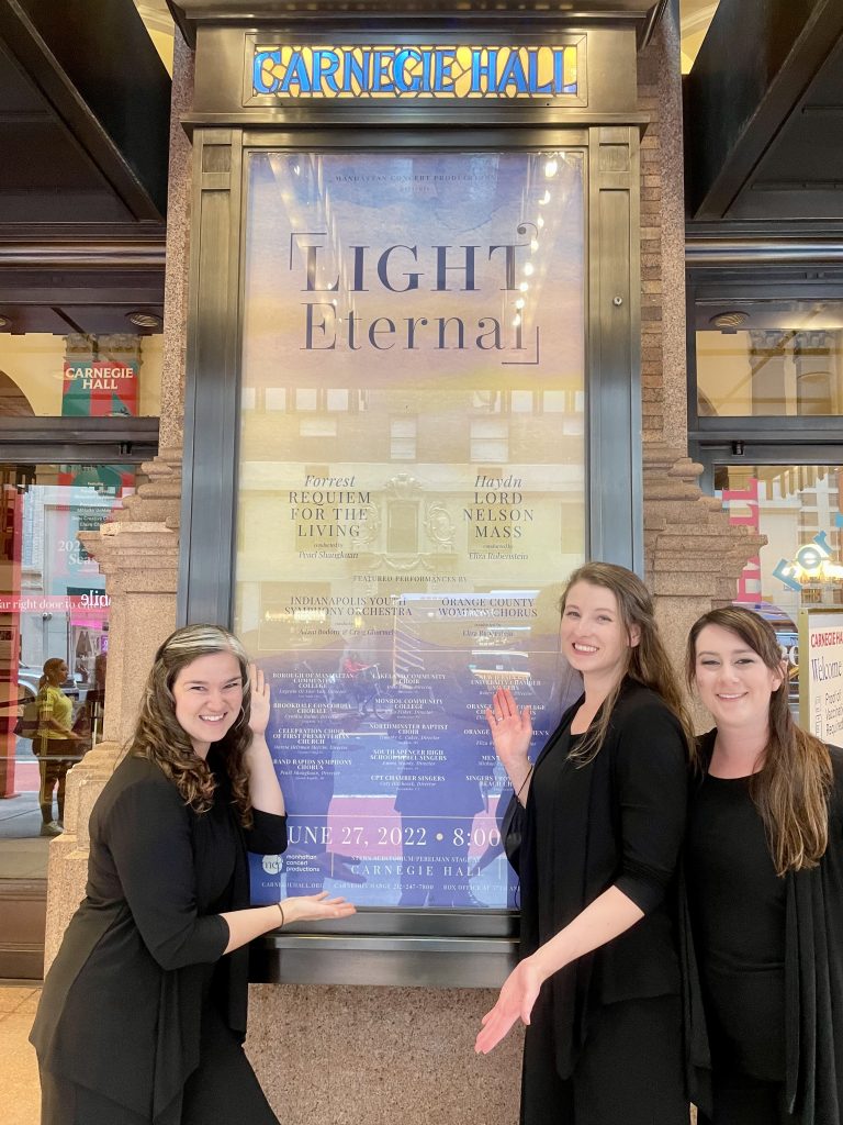 OCWC singers Lindsie, Janelle, and Lizz at Carnegie Hall